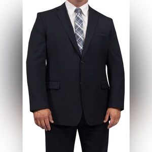 Eisenberg Solid Navy Men’s Suit with Notch Lapel and Tailored Fit Sz 50PS/52